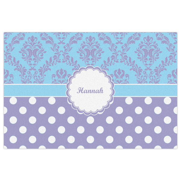 Purple Damask & Dots Indoor / Outdoor Rug - 4'x6' - Front Flat