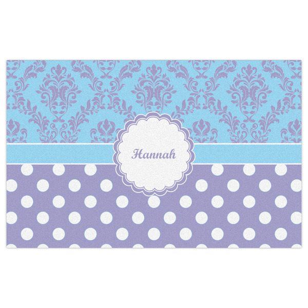 Purple Damask & Dots Indoor / Outdoor Rug - 5'x8' - Front Flat