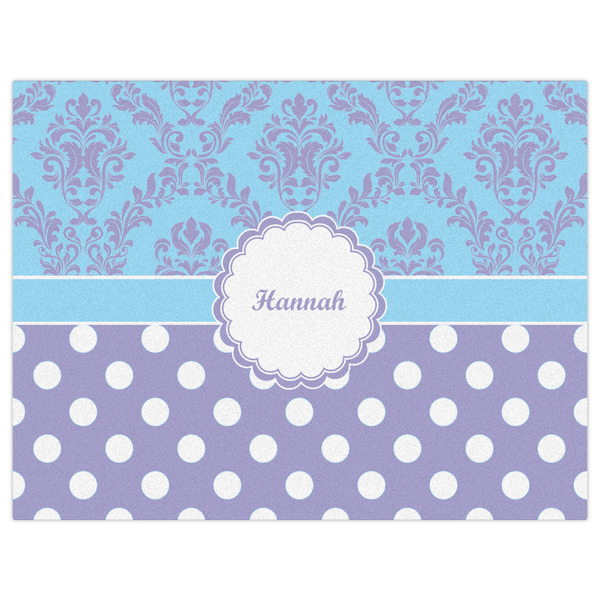 Purple Damask & Dots Indoor / Outdoor Rug - 6'x8' - Front Flat