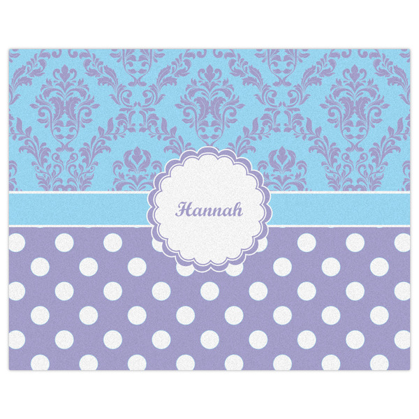 Purple Damask & Dots Indoor / Outdoor Rug - 8'x10' - Front Flat