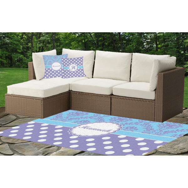Purple Damask & Dots Outdoor Mat & Cushions