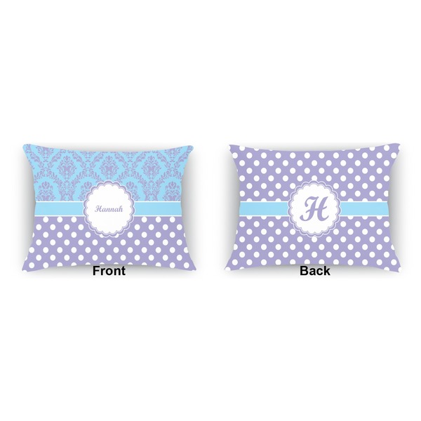 Purple Damask & Dots  Indoor Rectangular Burlap Pillow (Front and Back)