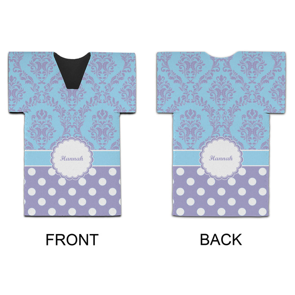 Purple Damask & Dots Jersey Bottle Cooler - APPROVAL