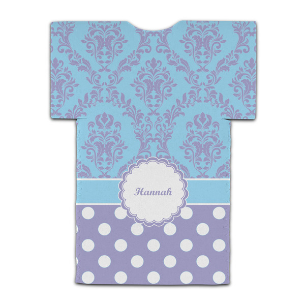 Purple Damask & Dots Jersey Bottle Cooler - BACK (flat)