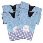 Purple Damask & Dots Jersey Bottle Cooler - Set of 4 (Personalized)