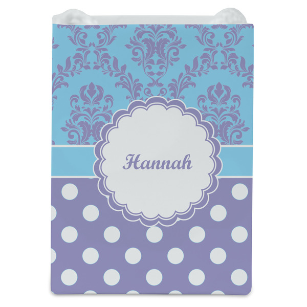 Purple Damask & Dots Jewelry Gift Bag - Gloss - Front