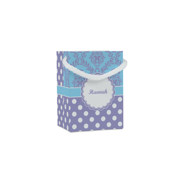 Custom Purple Damask & Dots Jewelry Gift Bags - Gloss (Personalized)