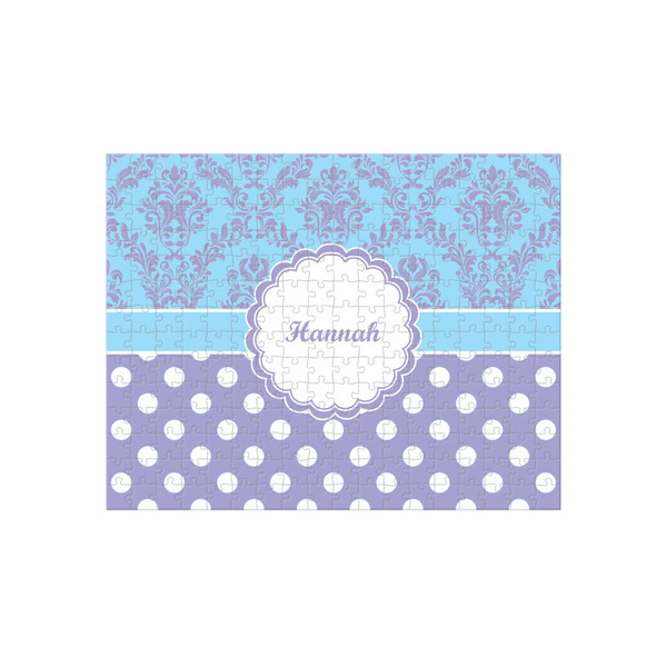 Custom Purple Damask & Dots 252 pc Jigsaw Puzzle (Personalized)