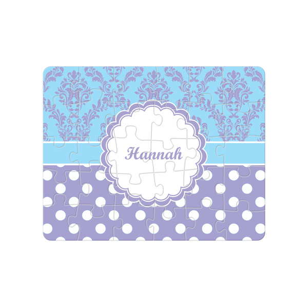 Custom Purple Damask & Dots Jigsaw Puzzles (Personalized)