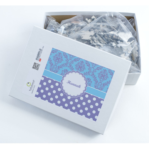 Purple Damask & Dots Jigsaw Puzzle 500 Piece - Box