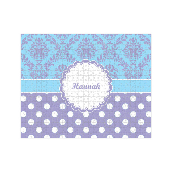 Custom Purple Damask & Dots 500 pc Jigsaw Puzzle (Personalized)