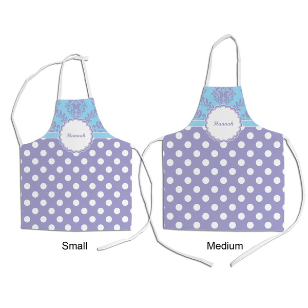 Purple Damask & Dots Kid's Aprons - Comparison