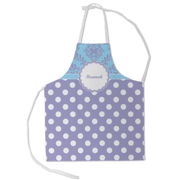 Custom Purple Damask & Dots Kid's Apron - Small (Personalized)