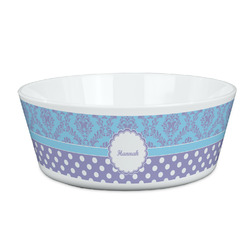 Purple Damask & Dots Kid's Bowl (Personalized)