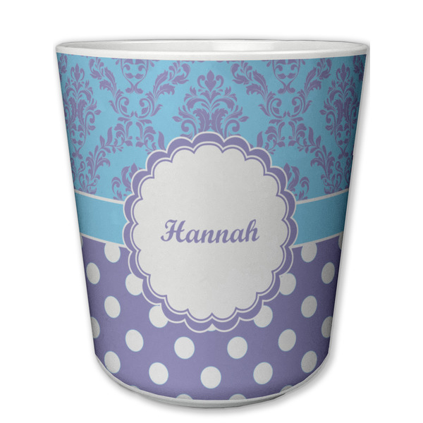 Custom Purple Damask & Dots Plastic Tumbler 6oz (Personalized)