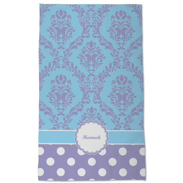 Purple Damask & Dots Kitchen Towel - Poly Cotton - Full Front
