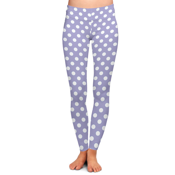 Custom Purple Damask & Dots Ladies Leggings - Extra Large