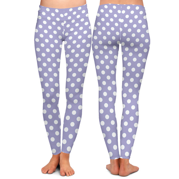 Purple Damask & Dots Ladies Leggings - Front and Back