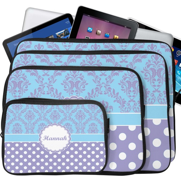 Purple Damask & Dots Laptop Case Sizes