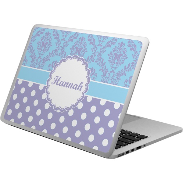 Custom Purple Damask & Dots Laptop Skin - Custom Sized (Personalized)