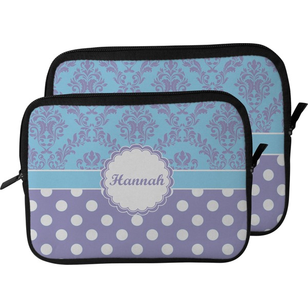 Purple Damask & Dots Laptop Sleeve (Size Comparison)