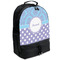 Purple Damask & Dots Large Backpack - Black - Angled View