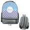 Purple Damask & Dots Large Backpack - Gray - Front & Back View