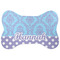 Purple Damask & Dots Bone Shaped Dog Food Mat (Large) (Personalized)