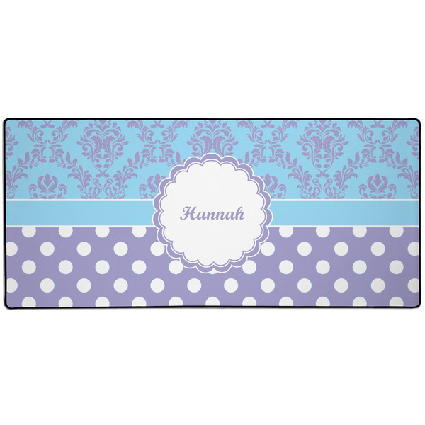 Custom Purple Damask & Dots Gaming Mouse Pad (Personalized)