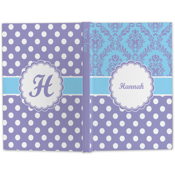 Purple Damask & Dots Large Hard Cover Journal - Apvl