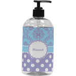 Purple Damask & Dots Plastic Soap / Lotion Dispenser (Personalized)