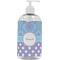 Purple Damask & Dots Plastic Soap / Lotion Dispenser (16 oz - Large - White) (Personalized)