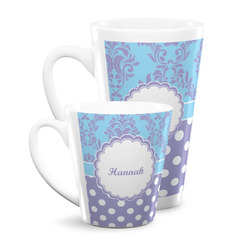Purple Damask & Dots Latte Mug (Personalized)