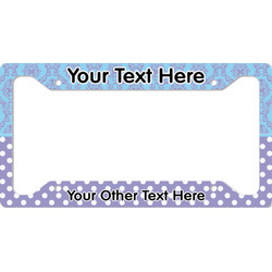 Purple Damask & Dots License Plate Frame - Style A (Personalized)
