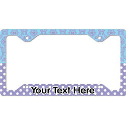 Purple Damask & Dots License Plate Frame - Style C (Personalized)