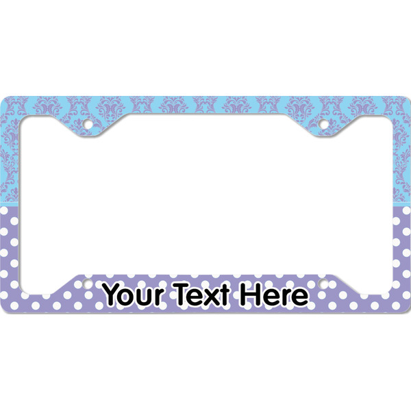 Purple Damask & Dots License Plate Frame - Style C