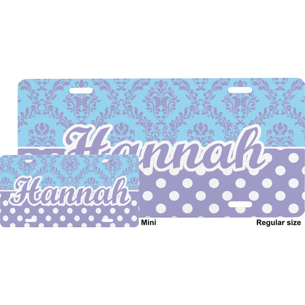 Purple Damask & Dots License Plate (Sizes)