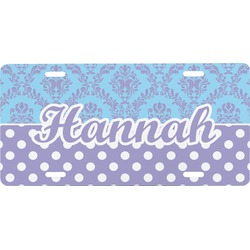 Purple Damask & Dots Front License Plate (Personalized)