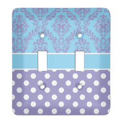 Purple Damask & Dots Light Switch Cover (2 Toggle Plate)