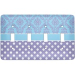 Purple Damask & Dots Light Switch Cover (4 Toggle Plate)