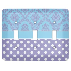 Purple Damask & Dots Light Switch Cover (3 Toggle Plate)