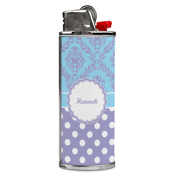 Custom Purple Damask & Dots Case for BIC Lighters (Personalized)