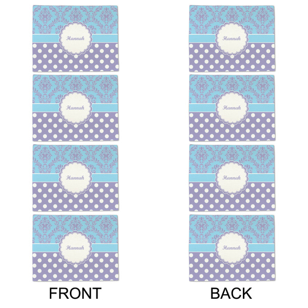 Purple Damask & Dots Linen Placemat - APPROVAL Set of 4 (double sided)