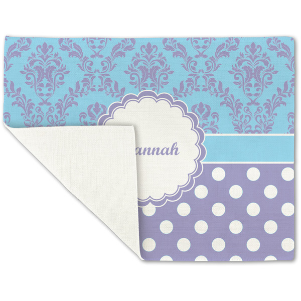 Purple Damask & Dots Linen Placemat - Folded Corner (single side)