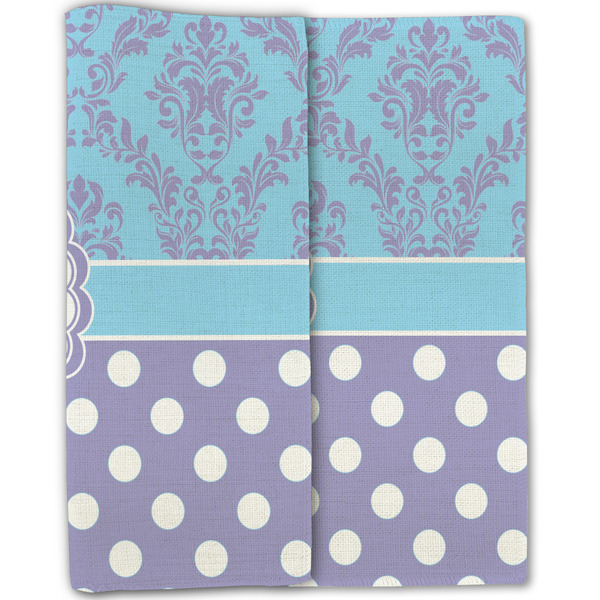 Purple Damask & Dots Linen Placemat - Folded Half (double sided)