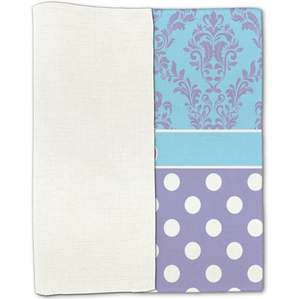 Purple Damask & Dots Linen Placemat - Folded Half