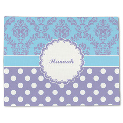 Purple Damask & Dots Single-Sided Linen Placemat - Single w/ Name or Text