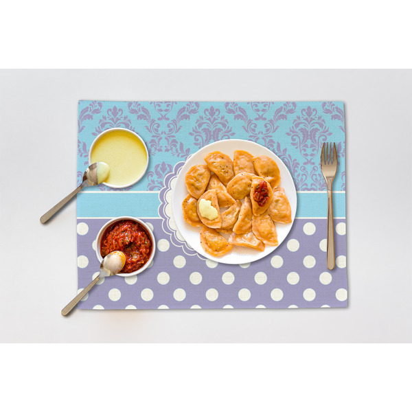 Purple Damask & Dots Linen Placemat - Lifestyle (single)