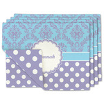 Purple Damask & Dots Linen Placemat w/ Name or Text