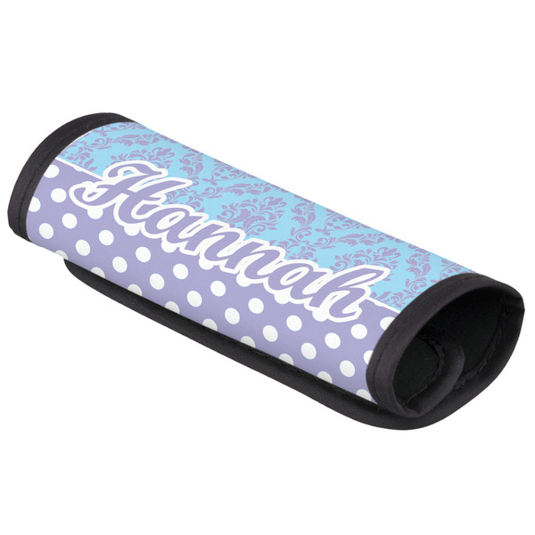 Custom Purple Damask & Dots Luggage Handle Cover (Personalized)
